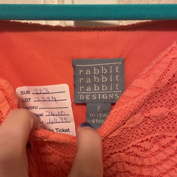 Coral Pink Rabbit Rabbit Rabbit dress - Picture 3 of 4